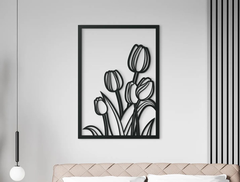 drevko Moderný drevený obraz Tulipány Rozmer obrazu: 44,5 x 32 cm, Farba dekorácie: Čierna