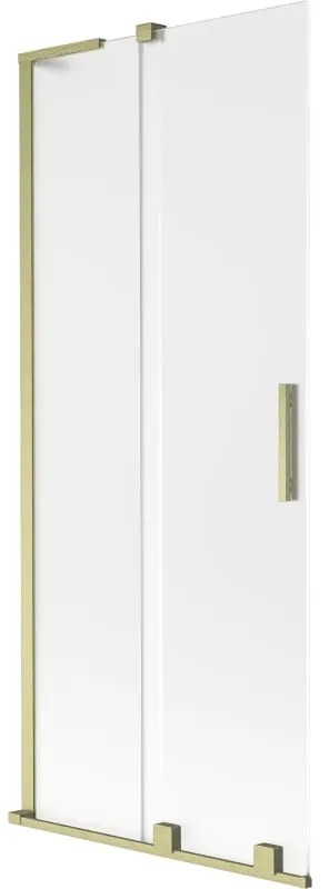 Mexen Velar L, 2-krídlová posuvná vaňová zástena 80 x 150 cm, 8mm sklo námraza, zlatá matná, 896-080-003-31-55