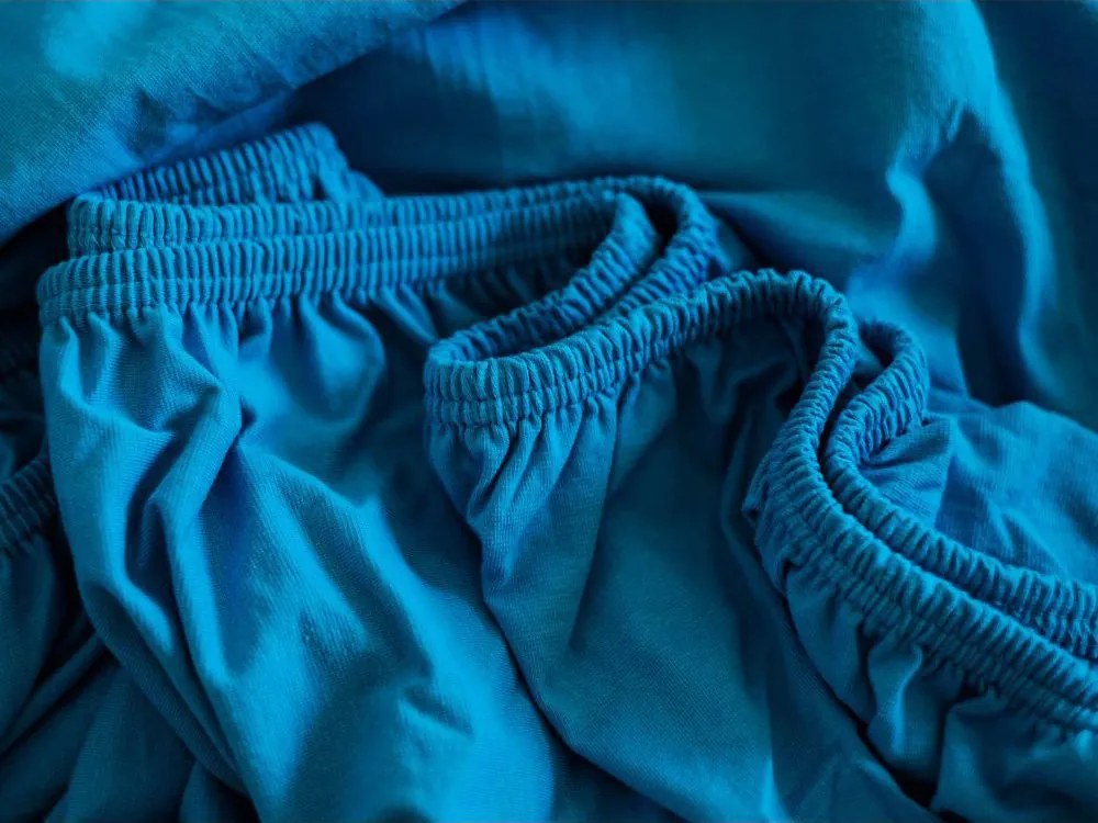 Jersey prostěradlo s elastanem 160 × 200 cm – tyrkysové