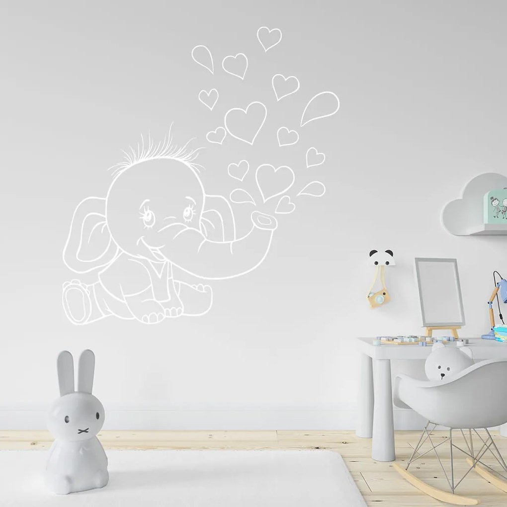 Veselá Stena Samolepka Sloníča lásky Farba: béžová, Veľkosť: 80 x 82 cm