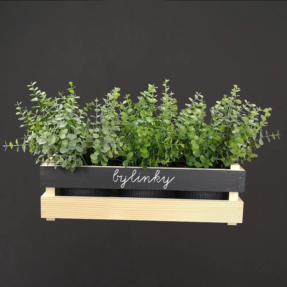 AMADEA Drevený obal s kvetináči a tabuľkou na písanie kriedou, 47x17x15cm Český výrobok