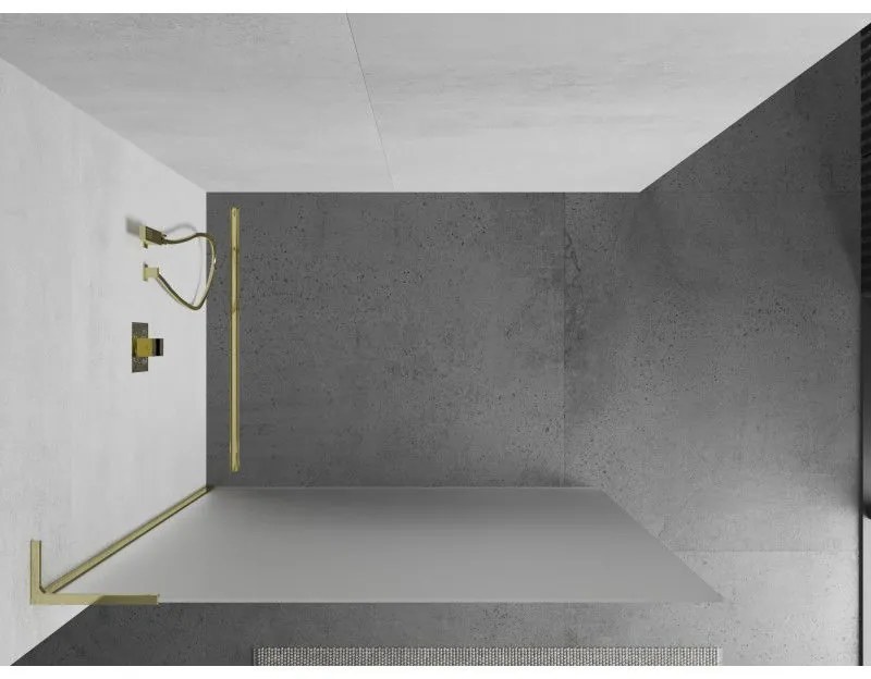 Mexen Kioto L, sprchová zástena Walk-In 90 x 200 cm, 8mm sklo námraza, zlatý lesklý profil,800-090-103-50-30