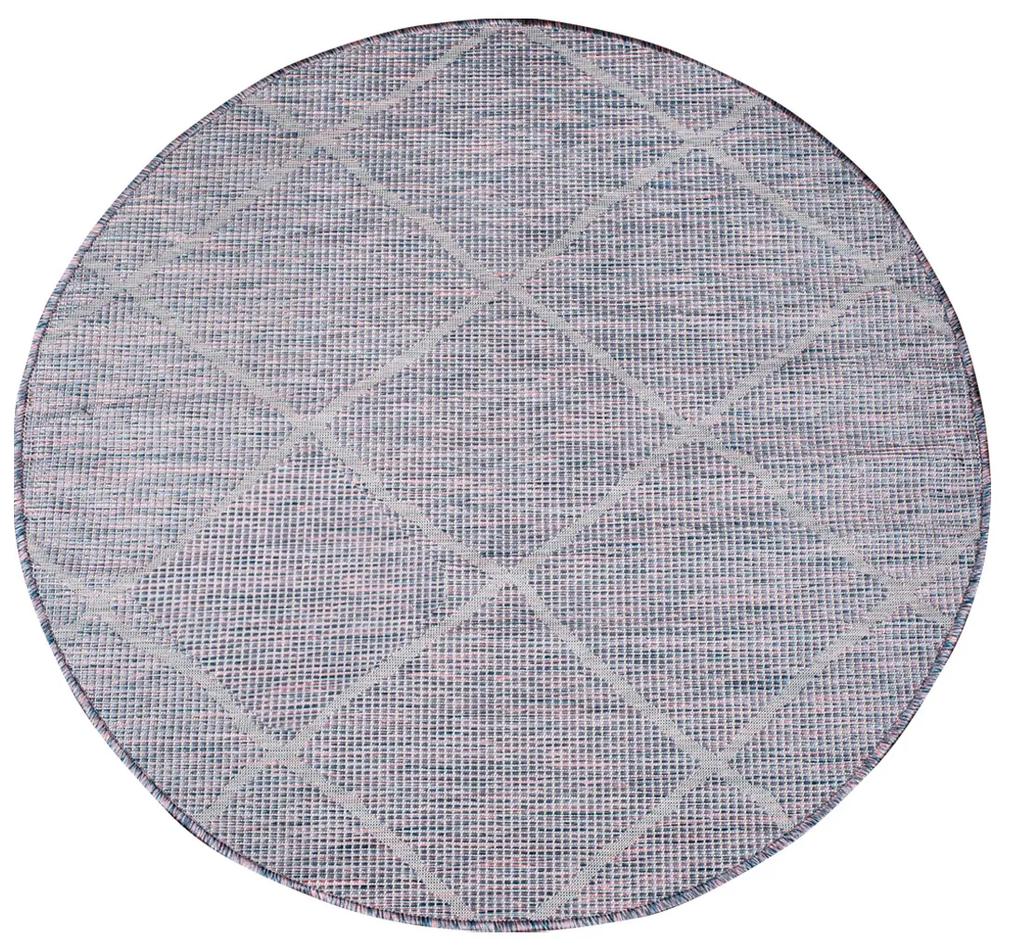 Dekorstudio Šnúrkový okrúhly koberec PALM 3075 - ružovomodrý Priemer koberca: 160cm