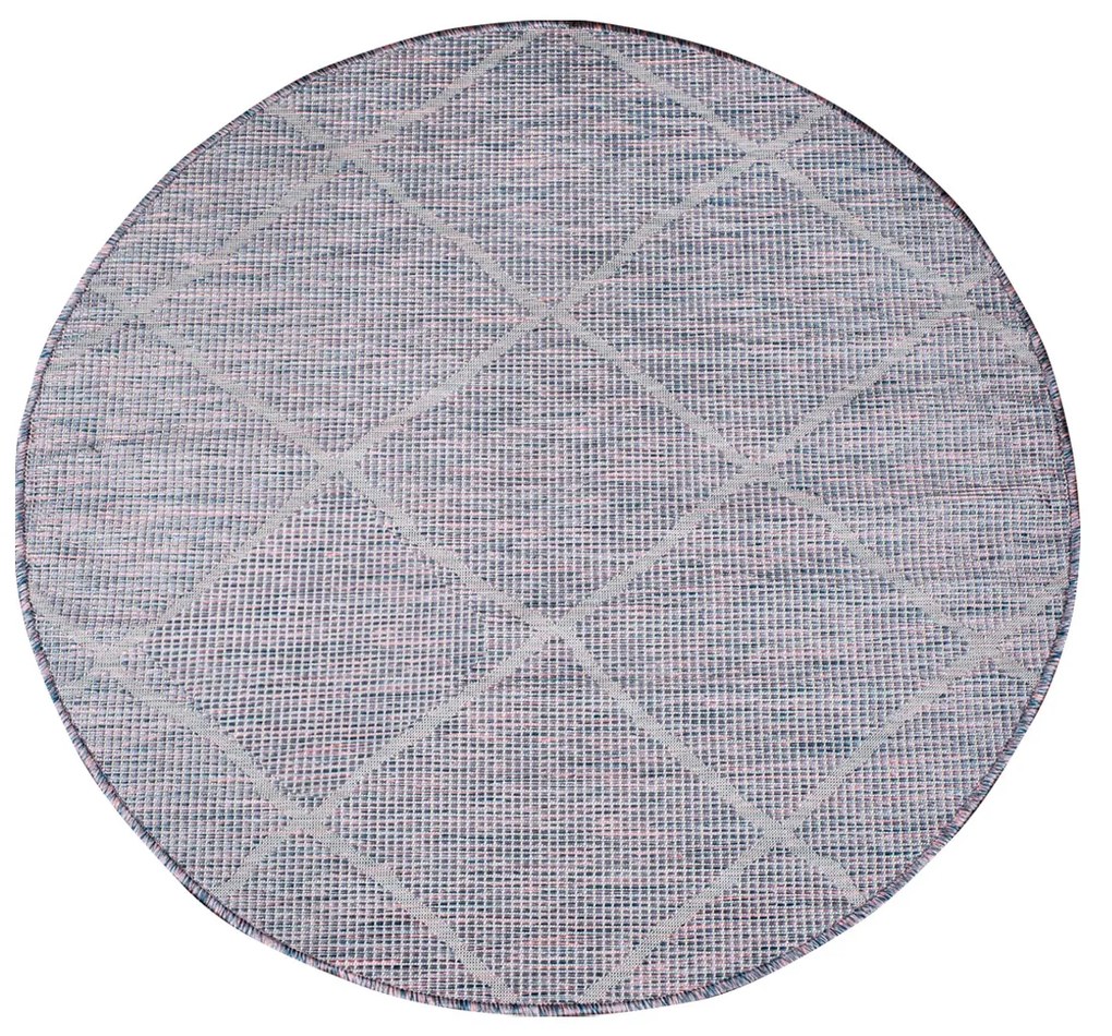 Dekorstudio Šnúrkový okrúhly koberec PALM 3075 - ružovomodrý Priemer koberca: 200cm