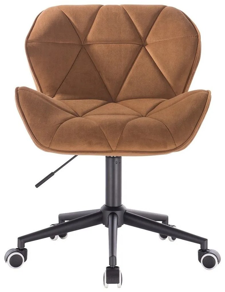 LuxuryForm DESIGN Stolička MILANO VELUR na čiernej podstave s kolieskami - hnedá