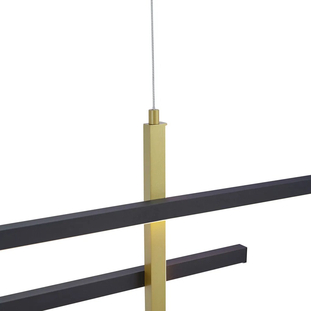 Dizajnová závesná lampa H čierna so zlatou vrátane 3-stupňovej stmievateľnej LED - Joy