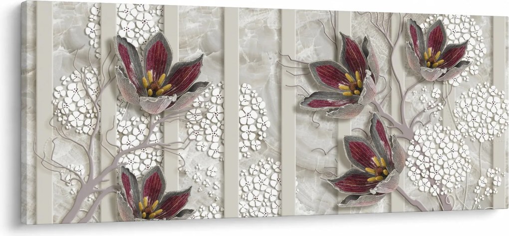 Obraz - Dekoratívne kvety (120x50 cm)
