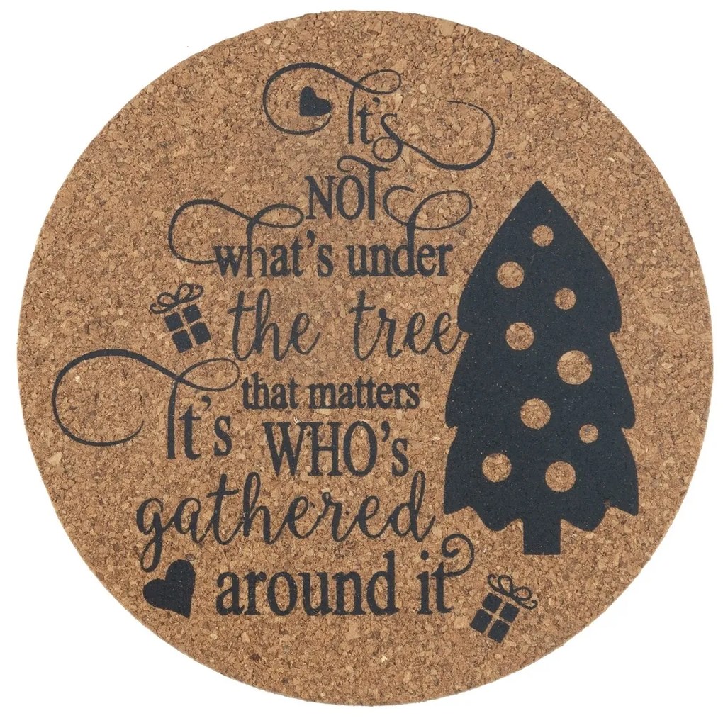 Altom Korková podložka pod hrnček Christmas design pr. 10 cm, sada 4 ks