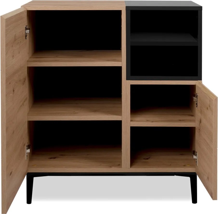 Skrinka 2-dverová Nola, dub artisan/čierna