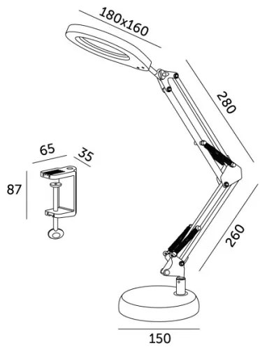 LED Stm. stolná lampa s lupou 2v1 AURIQ LOUPE LED/10W/5V 3000/4000/6500K čierna