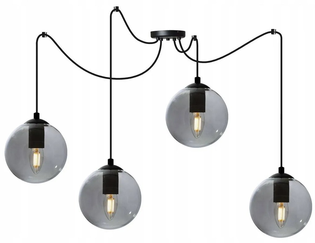 Závesné svietidlo Paris Spider, 4x sklenené tienidlo (mix 3 farieb)