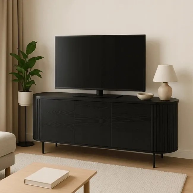 Dizajnová komoda Lulea v elegantnej čiernej 160cm