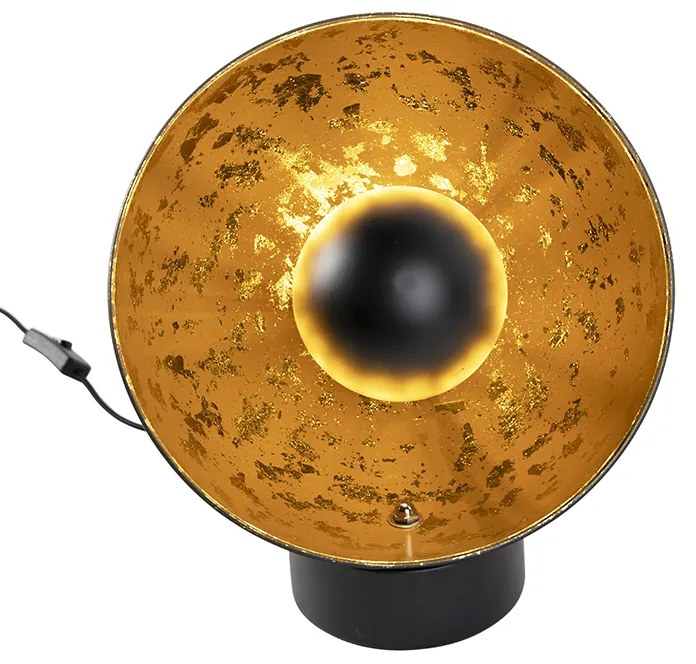 Priemyselná stolná lampa čierna so zlatým vnútrom - Magna Eglip