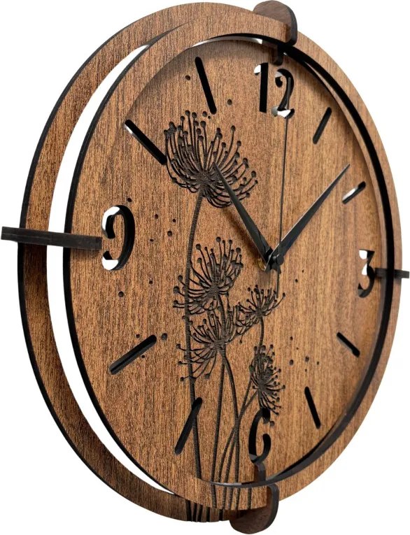 Drevené nástenné hodiny | Moderný dizajn a prírodný štý | SENTOP HDF0589-ORECH-WENGE