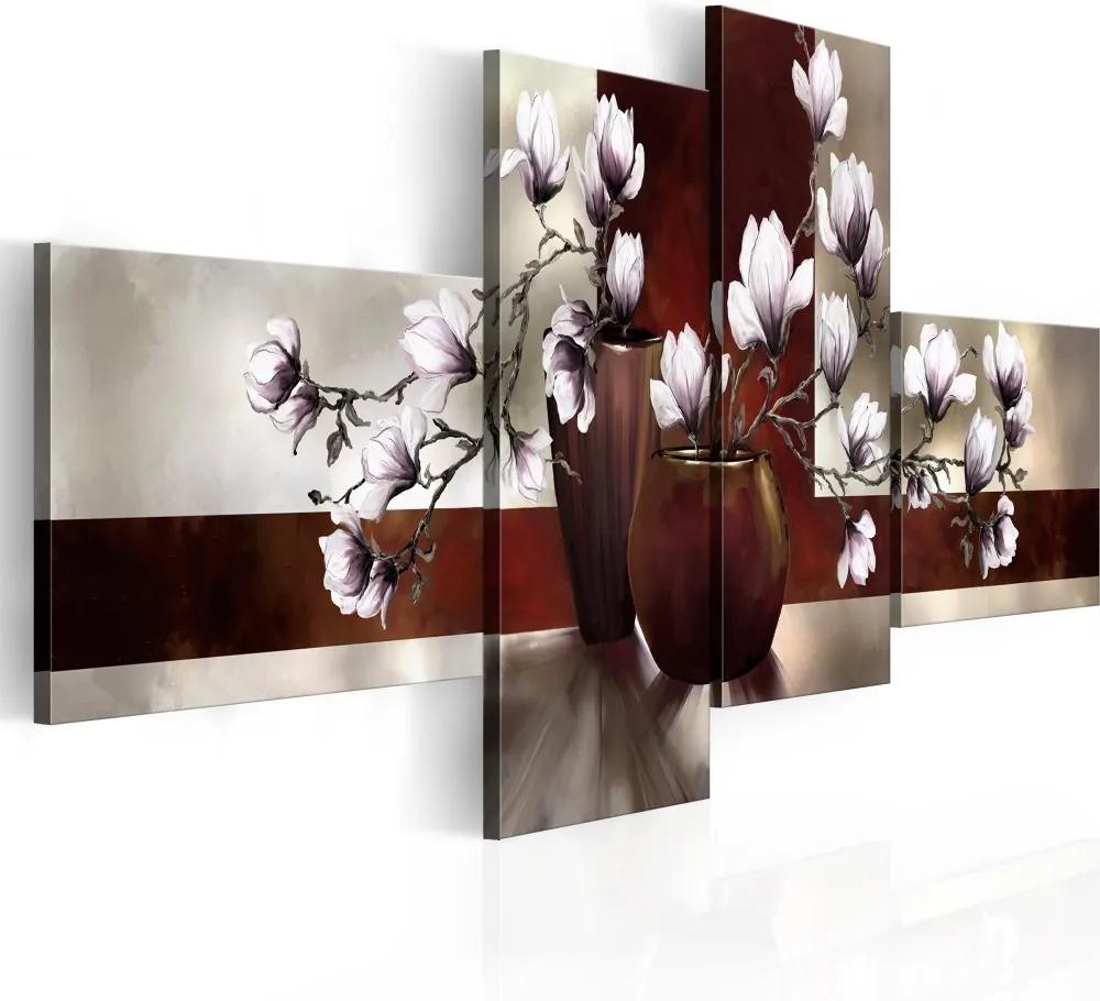 Obraz na plátne Bimago - Magnolias in a vase 100x45 cm