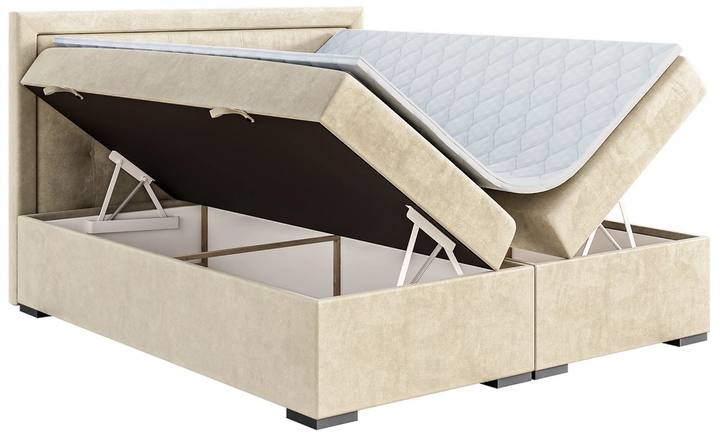Manželská posteľ Boxspring 180 cm Veronica (krémová) (s matracom a úl. priestorom). Akcia -20%. Vlastná spoľahlivá doprava až k Vám domov. 1043456