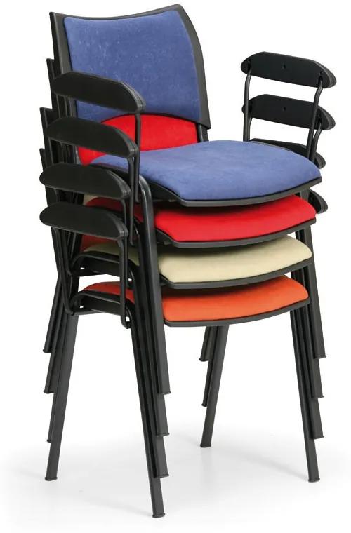 Konferenčná stolička SMART, chrómované nohy, s podpierkami rúk, oranžová
