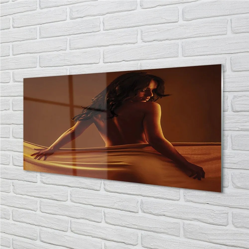 Obraz na skle Žena s materiálom 100x50 cm