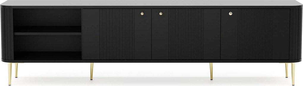 TV skrinka Vesper 3D 187 cm - čierna / zlaté nohy