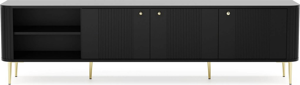 TV stolík Vesper 3D 187 cm - čierny / zlaté nohy