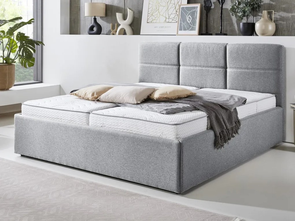 Postel Domango 140x200 cm, svetlo šedá látka