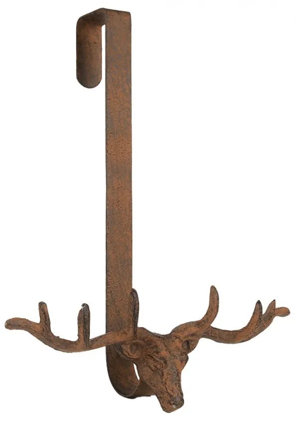 Hnedý antik háčik na dvere na veniec Jeleň - 28*11*37 cm