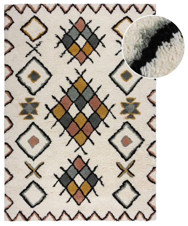 Krémový ručne tkaný vlnený koberec 160x230 cm Moroccan Midar – Flair Rugs