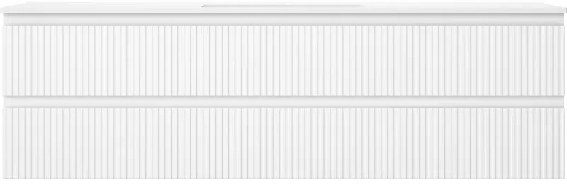 Mexen Rivel, kúpeľňová skrinka 160 cm s umývadlom Otis, 2 zásuvky, drážkovaná, biela matná, 91A20-16047-2-BFF01-W18M01