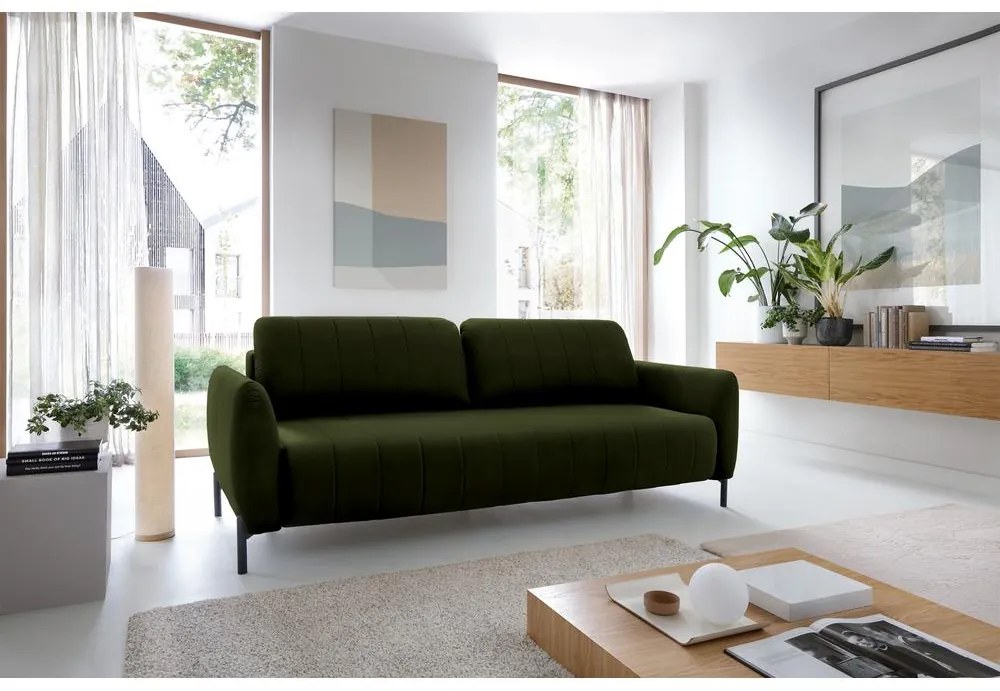 Pohovka trojsedačka Newbie  (olivová + čierna). Akcia -18%. Vlastná spoľahlivá doprava až k Vám domov. 1099247