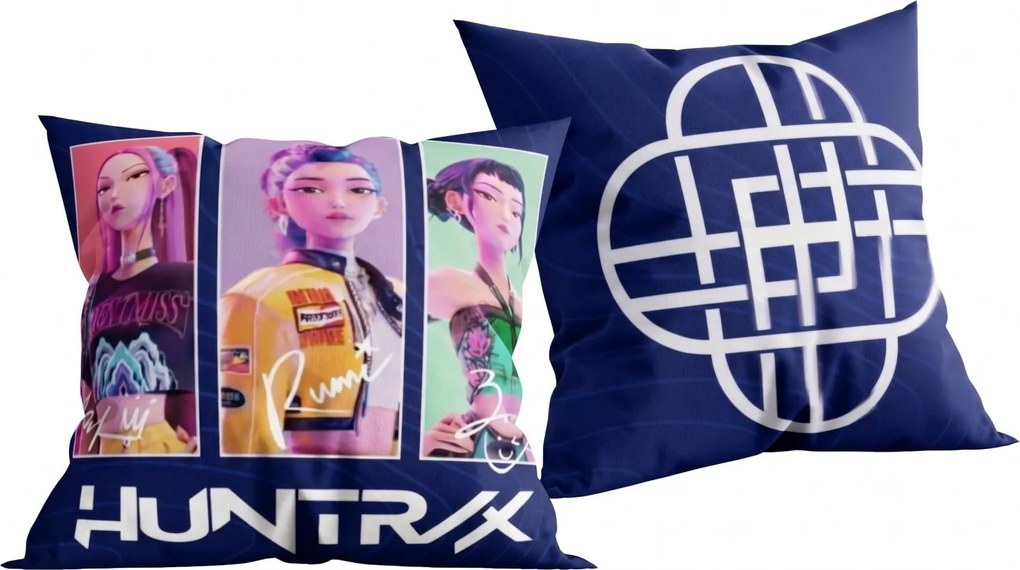 Vankúš KPop Demon Hunters HUNTR/X - Rumi, Mira a Zoey - 40x40 cm