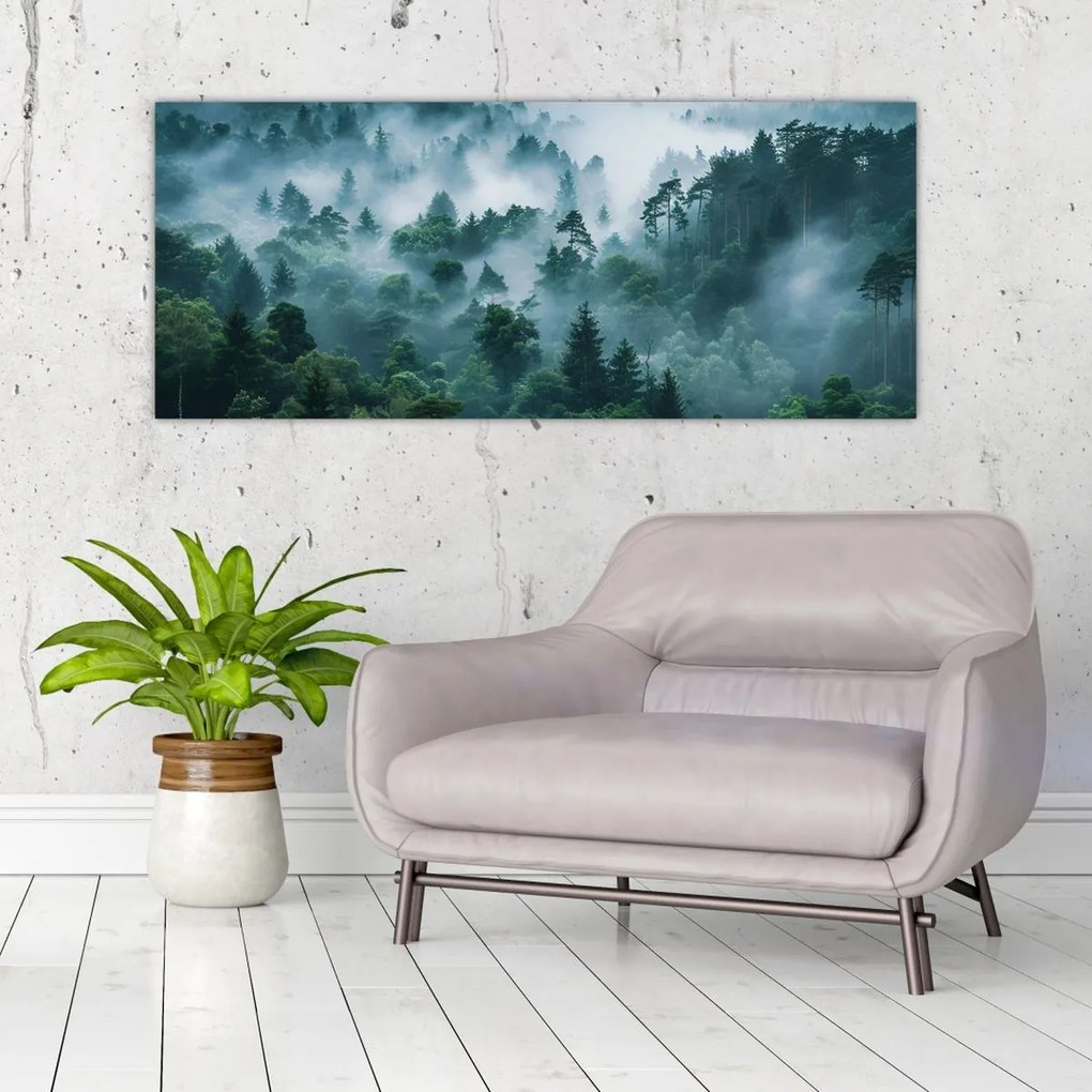 Obraz - Les v hmle (120x50 cm)