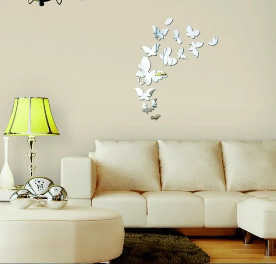 Samolepka motýle zrkadlo silver | Motýle 2154 SV000003S