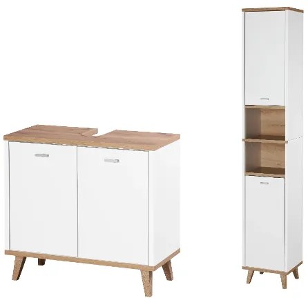 Livarno home Skrinka pod umývadlo Corfu + Vysoká skrinka do kúpeľne Corfu  (800011626)