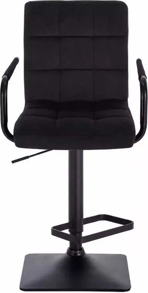 LuxuryForm DESIGN Barová stolička VERONA BLACK VELUR na čiernej hranatej podstave - čierna