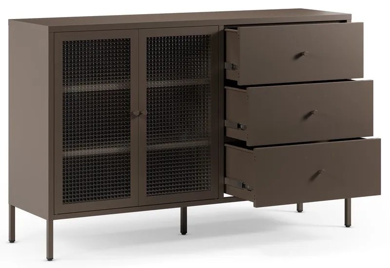 Sivá kovová vitrína 140x90x40 cm Layna – Marckeric