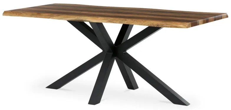 Stůl jídelní, 180x90x76 cm, MDF, kov, Old wood, černá