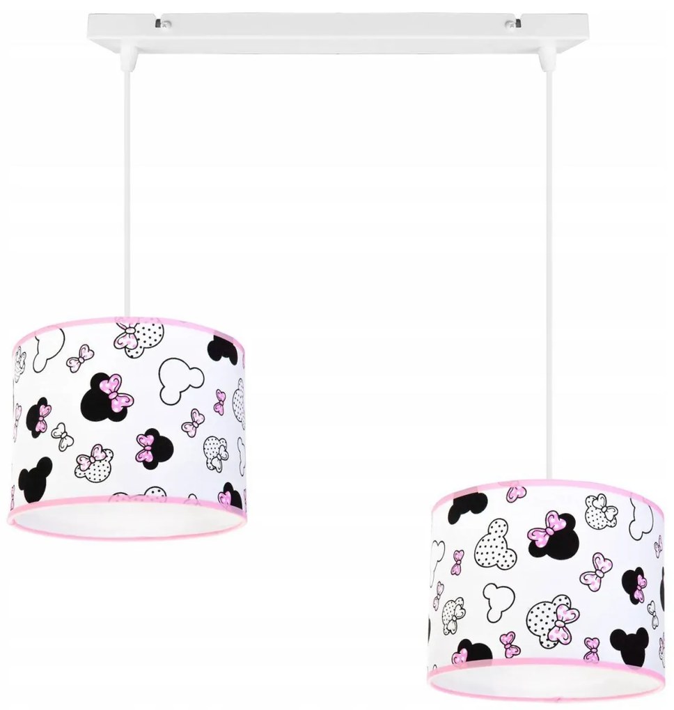 Detské závesné svietidlo Minnie, 2x textilné tienidlo so vzorom