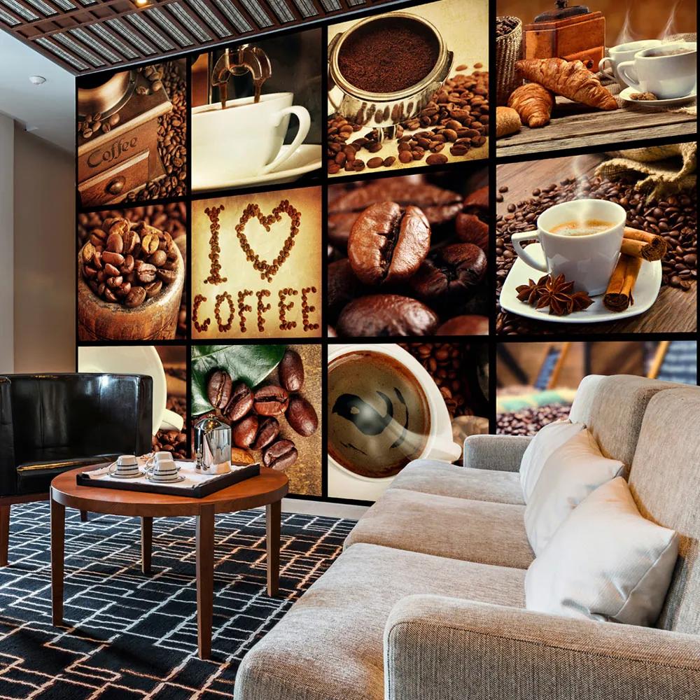 Artgeist Fototapeta - Coffee - Collage Veľkosť: 147x105, Verzia: Samolepiaca