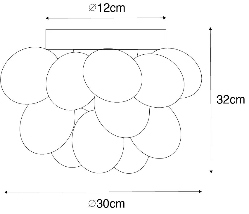 Stropné svietidlo v štýle Art Deco čierne s opálovým sklom 3-svetlo - Uvas