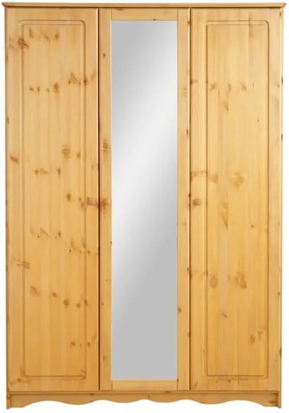 Trojdverová šatníková skriňa so zrkadlom z masívneho borovicového dreva Støraa Amanda