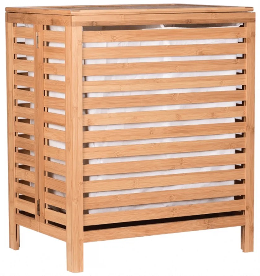 Kôš na prádlo Menork - bambus / biela