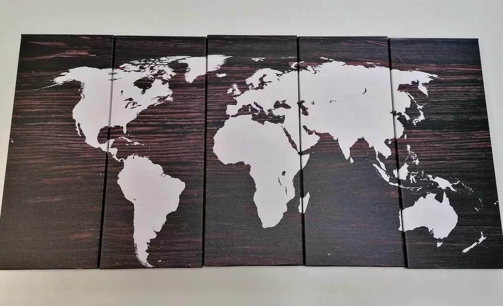5-dielny obraz mapa sveta na dreve Varianta: 100x50