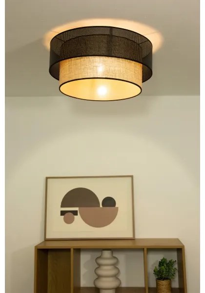 Stropné svietidlo BORHO 1xE27/60W/230V pr. 50 cm čierne/juta