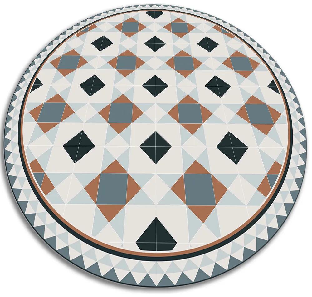 Okrúhly vinylový domáci koberec Okrúhly vinylový domáci koberec geometrické diamanty