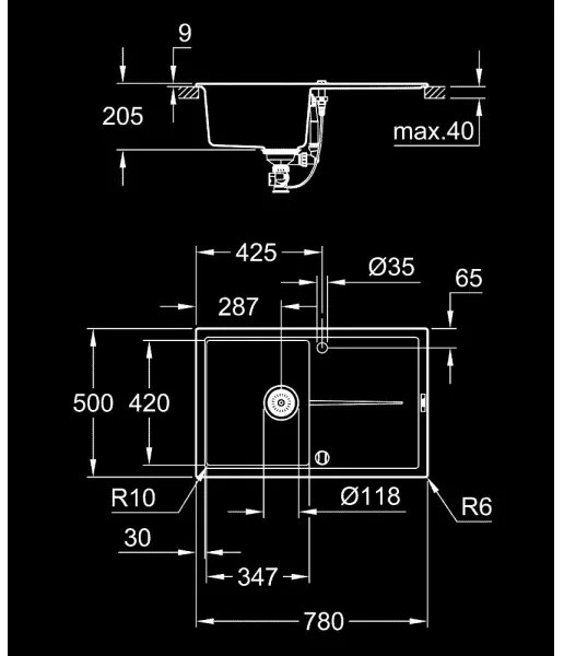 GROHE 31639AP0 - Drez K400 780 × 500 mm kameň/čierna