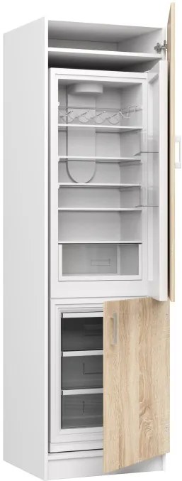 Kuchynská skrinka na vstavanú chladničku LIMA S60LO/205 biela / dub sonoma