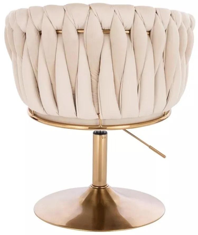 LuxuryForm DESIGN Kreslo NORDEN VELUR na zlatom tanieri - krémové