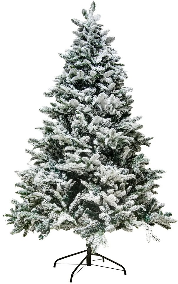 DECOLED Biely umelý vianočný stromček, 180 cm, smrek Flock s 2D a 3D ihličím