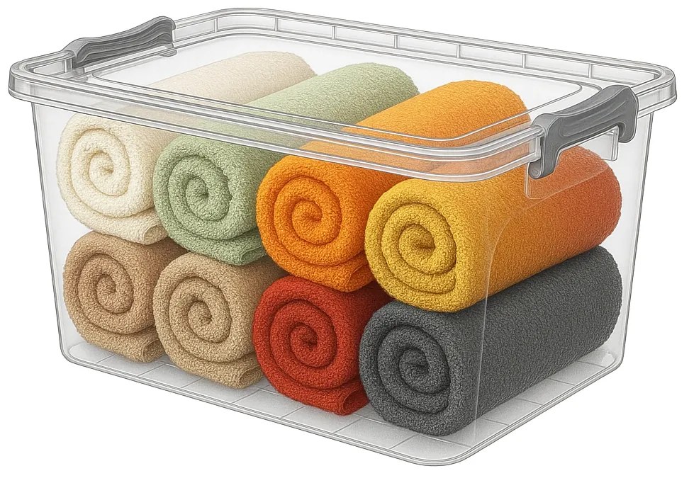 Orion Transparentný úložný box s vekom, UHO, obdĺžnikový nízky box 10l, 41x28x14cm