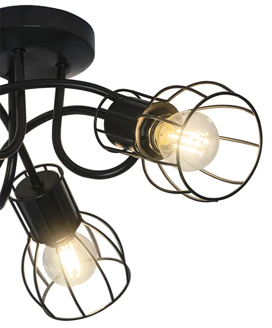 Moderné stropné bodové svetlo čierne 40 cm okrúhle 3-svetlo - Botu
